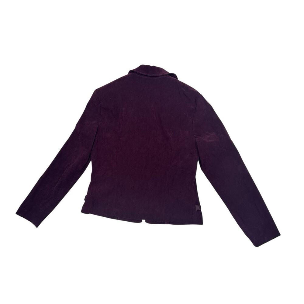 Positive Attitude Womens Sz 4 Petite Purple Maroon Velvet Long Sleeve Zip Jacket - Picture 5 of 9